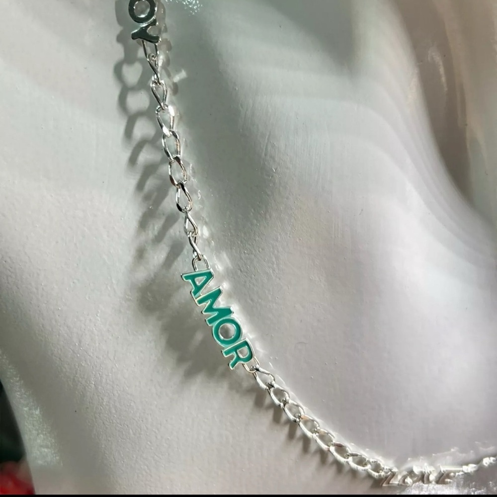 Crossword necklace with Joy, Free and Amore motifs in silver, 50 CM - Picture 5 of 5
